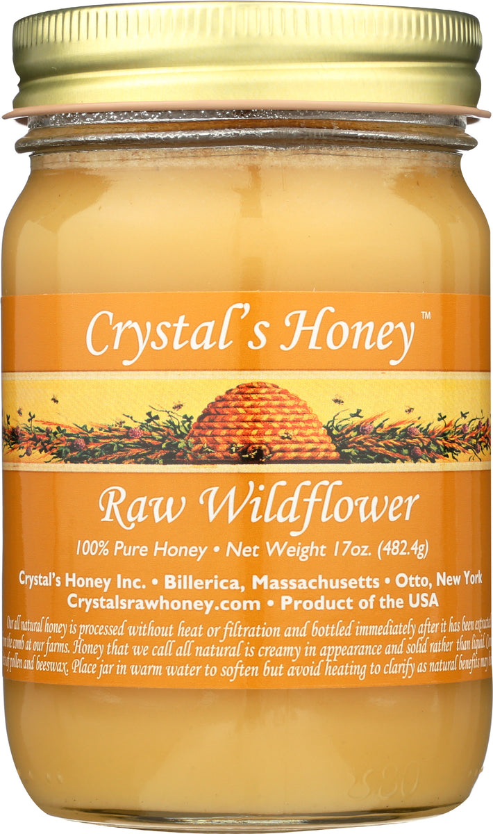 Raw Wildflower Honey 17 oz Jar Crystal’s Honey